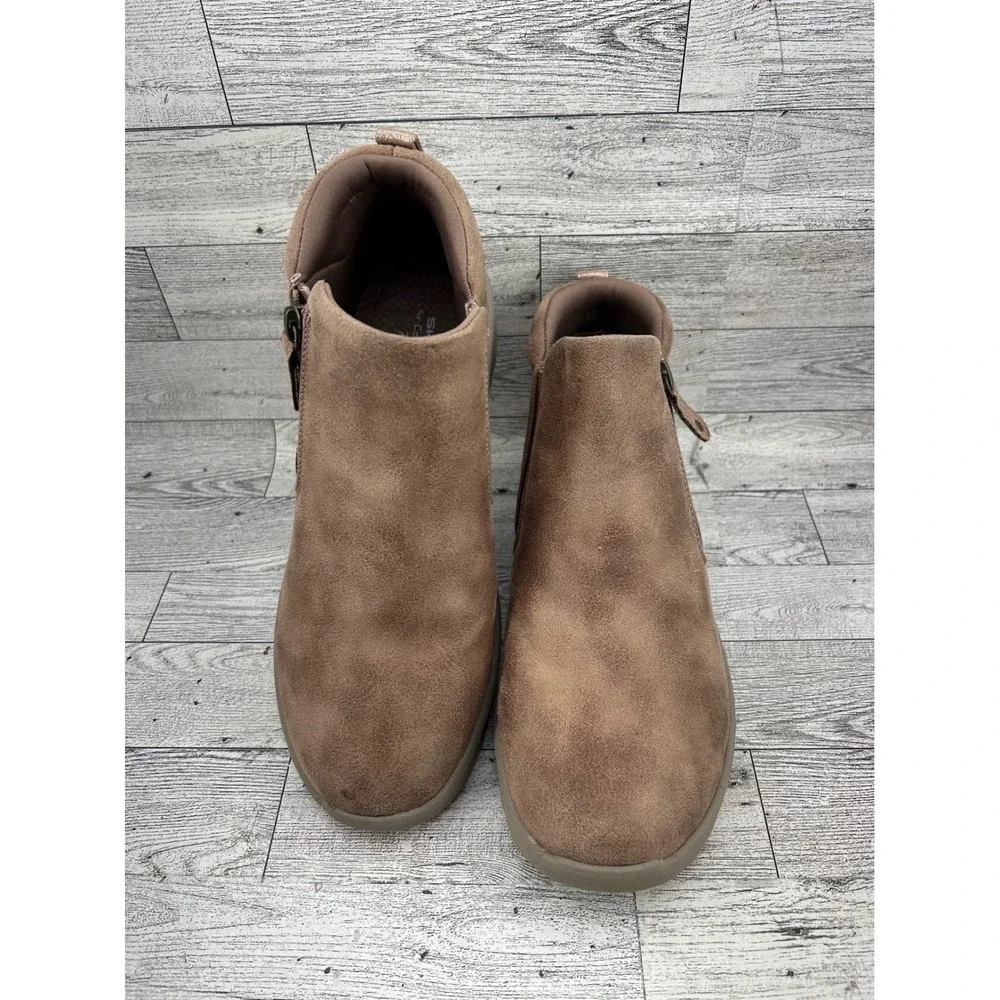 Skechers Relaxed Fit‎ Mushroom Brown Ankle Boots 158952 Women Size 8 Memory Foam